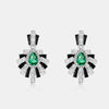 Wholesale Women's S925 Silver Geometric Emerald Black Enamel Retro Elegant Natural Water Drop Earrings