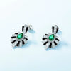 Wholesale Women's S925 Silver Geometric Emerald Black Enamel Retro Elegant Natural Water Drop Earrings