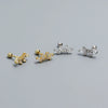Wholesale Women's S925 Silver Geometric Fan Shaped Ladder Square Stone Electroplated Ear Studs