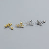 Wholesale Women's S925 Silver Geometric Fan Shaped Ladder Square Stone Electroplated Ear Studs