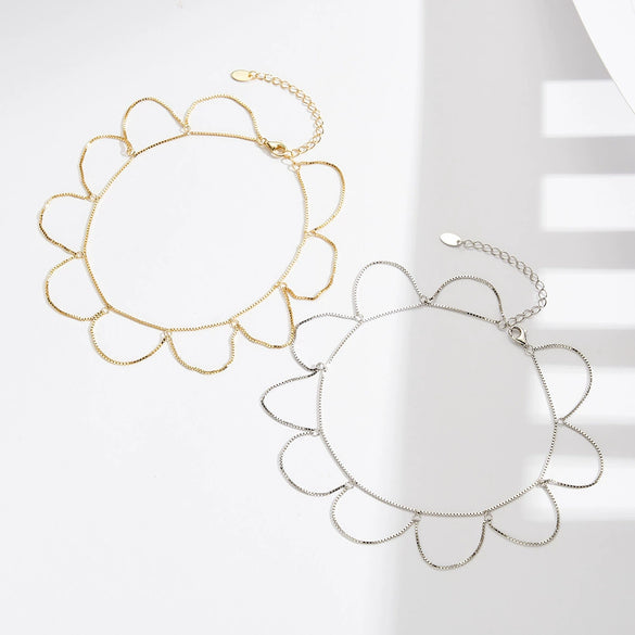 Wholesale Women's S925 Silver Geometric Flower Anklet