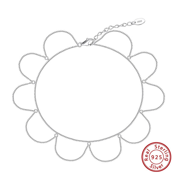 Wholesale Women's S925 Silver Geometric Flower Anklet