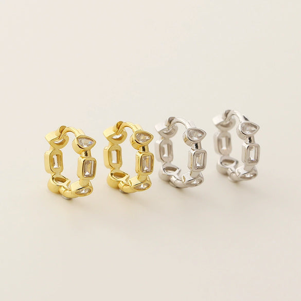 Wholesale Women's S225 Silver Geometric Heart Shaped Electroplated Earrings