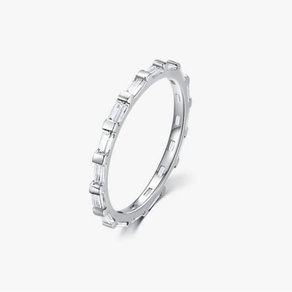 Wholesale Women's S925 Silver Geometric Inlaid Zircon Ring
