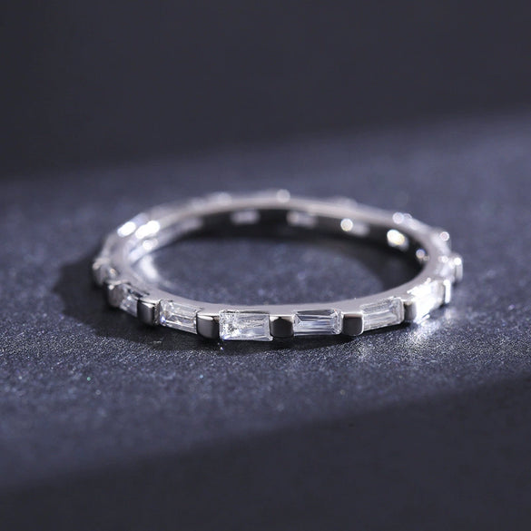 Wholesale Women's S925 Silver Geometric Inlaid Zircon Ring