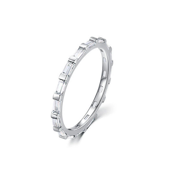 Wholesale Women's S925 Silver Geometric Inlaid Zircon Ring