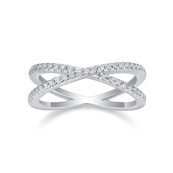 Wholesale Women's S925 Silver Geometric Love Interwoven Moissanite Ring Set With Diamonds