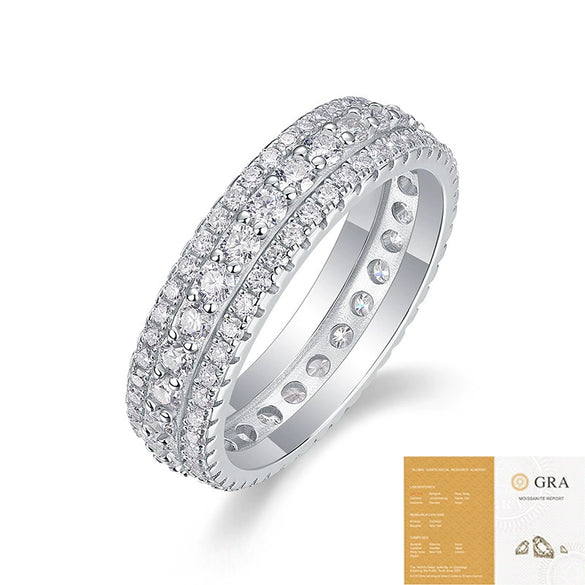 Wholesale Women's S925 Silver Geometric Moissanite Inlaid Ring