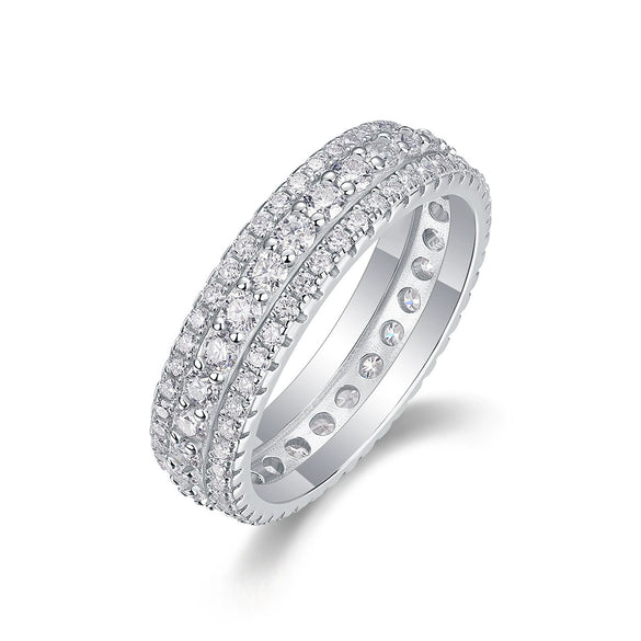 Wholesale Women's S925 Silver Geometric Moissanite Inlaid Ring