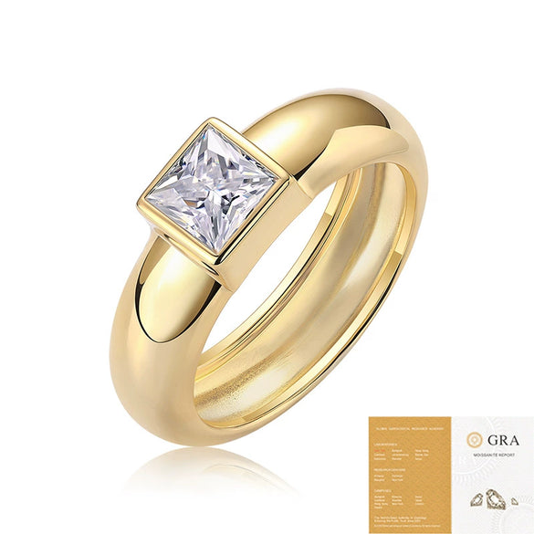 Wholesale Women's S925 Silver Geometric Moissanite Ring Highend Fashion Jewelry