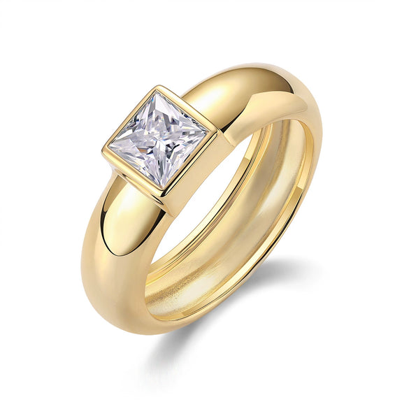 Wholesale Women's S925 Silver Geometric Moissanite Ring Highend Fashion Jewelry