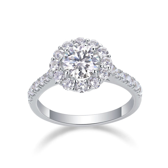 Wholesale Women's S925 Silver Geometric Moissanite Ring Set With Diamonds Light Luxury Fashion