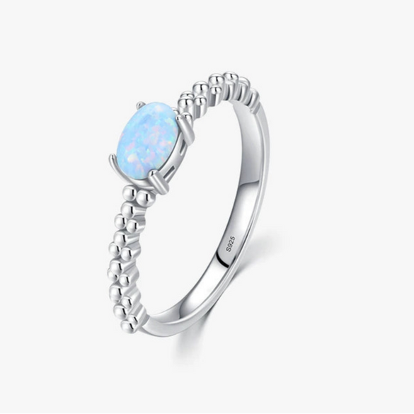 Wholesale Women's S925 Silver Geometric Opal Inlaid Ring Jewelry
