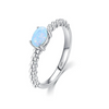 Wholesale Women's S925 Silver Geometric Opal Inlaid Ring Jewelry