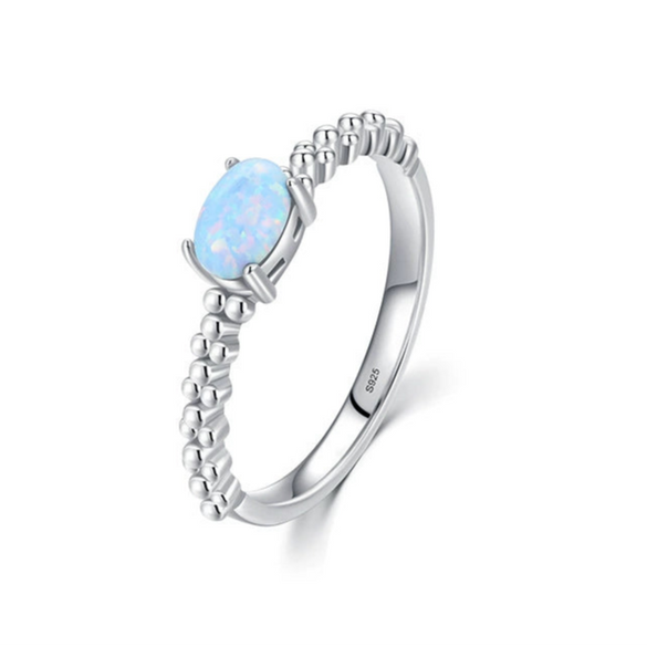 Wholesale Women's S925 Silver Geometric Opal Inlaid Ring Jewelry