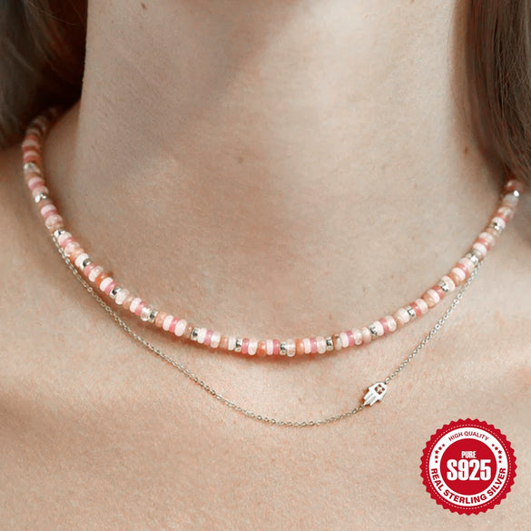 Wholesale Women's S925 Silver Geometric Palm Pendant Hand Necklace With Adjustable Short Clavicle O Chain And Electroplating Design