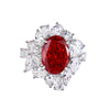 Wholesale Women's S925 Silver Geometric Pigeon Red Ruby Diamond Ring
