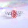 Wholesale Women's S925 Silver Geometric Pink Diamond Ring With Ice Flower Cut 8A Zircon