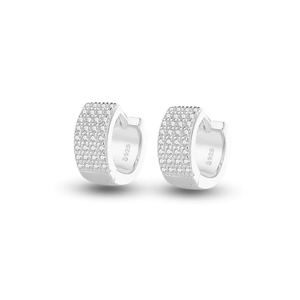 Wholesale Women's S925 Silver Geometric Round Earrings With Electroplating And Flash Diamond Zircon