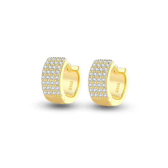 Wholesale Women's S925 Silver Geometric Round Earrings With Electroplating And Flash Diamond Zircon