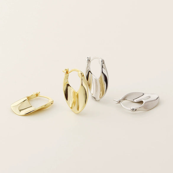 Wholesale Women's S925 Silver Geometric Style Electroplated Irregular Earrings