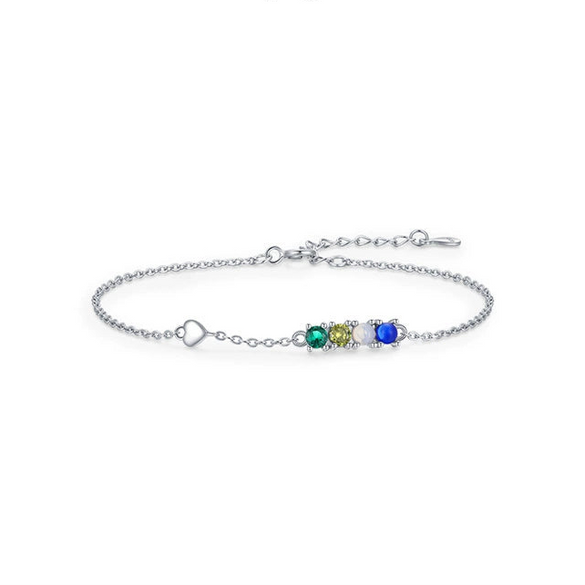 Wholesale Women's S925 Silver Heart Crystal Geometric Bracelet