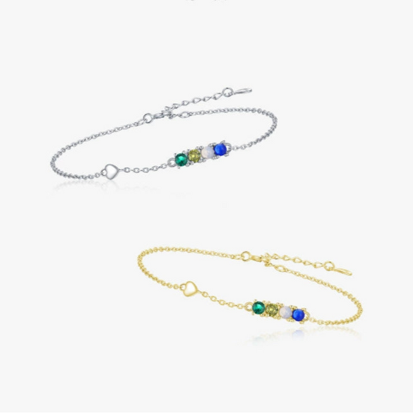 Wholesale Women's S925 Silver Heart Crystal Geometric Bracelet