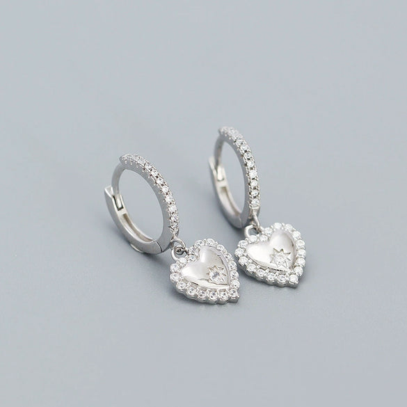Wholesale Women's S925 Silver Heart Shape Ear Studs With Electroplating And Love Design