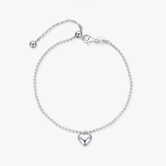 Wholesale Women's S925 Silver Heart Shape Fine Bean Chain Bracelet With Electroplating Design And Highend Style