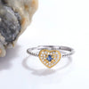 Wholesale Women's S925 Silver Heart Shaped Natural Sapphire Set Open Ring