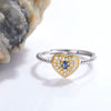 Wholesale Women's S925 Silver Heart Shaped Natural Sapphire Set Open Ring