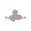 Wholesale Women's S925 Silver Heartshaped Butterfly Ring With Pink Diamond And Geometric Style And Electroplating Treatment