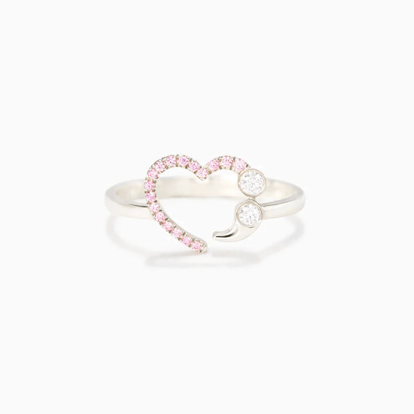 Wholesale Women's S925 Silver Heartshaped Geometric Ring With Electroplating