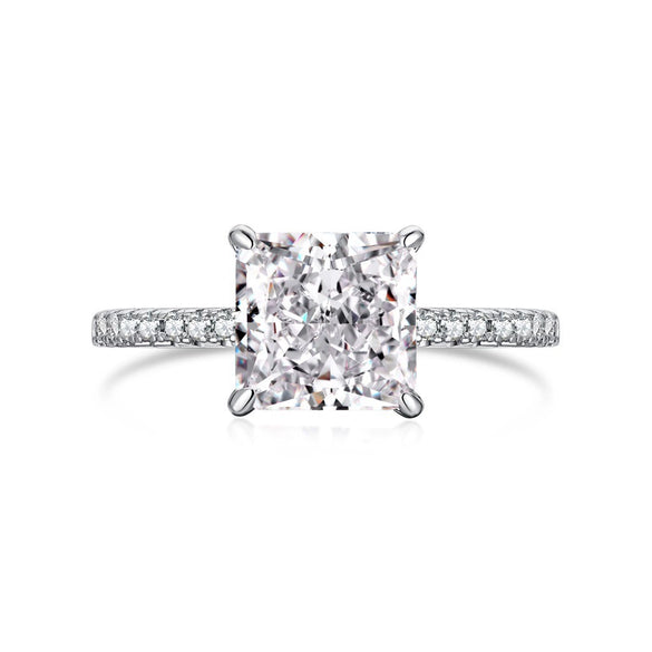 Wholesale Women's S925 Silver Heartshaped Ring With Geometric Style And Electroplating Treatment And 8A Ice Flower Cut High Carbon Diamond