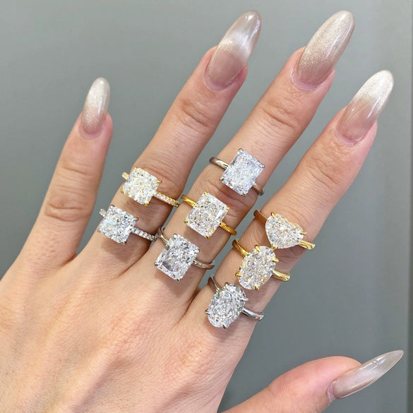 Wholesale Women's S925 Silver Heartshaped Ring With Geometric Style And Electroplating Treatment And 8A Ice Flower Cut High Carbon Diamond