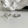 Wholesale Women's S925 Silver Hollow Love Ring With Stitching And Heart Shape Opening Design