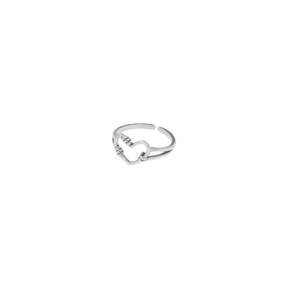 Wholesale Women's S925 Silver Hollow Love Ring With Stitching And Heart Shape Opening Design