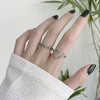 Wholesale Women's S925 Silver Hollow Love Ring With Stitching And Heart Shape Opening Design