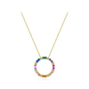 Wholesale Women's S925 Silver Inlaid Colorful Zircon Round Cut Out Clavicle Chain Necklace With Geometric Personality Style