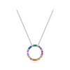 Wholesale Women's S925 Silver Inlaid Colorful Zircon Round Cut Out Clavicle Chain Necklace With Geometric Personality Style