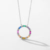 Wholesale Women's S925 Silver Inlaid Colorful Zircon Round Cut Out Clavicle Chain Necklace With Geometric Personality Style
