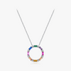 Wholesale Women's S925 Silver Inlaid Colorful Zircon Round Cut Out Clavicle Chain Necklace With Geometric Personality Style