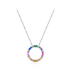 Wholesale Women's S925 Silver Inlaid Colorful Zircon Round Cut Out Clavicle Chain Necklace With Geometric Personality Style