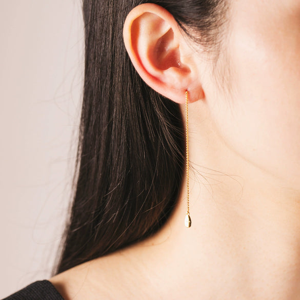 Wholesale Women's S925 Silver Long Bead Chain Earrings With Geometric Style And Electroplating Process