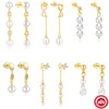 Wholesale Women's S925 Silver Long Tassel Earrings With Pearl And Zircon Geometric Pattern Simple And Fashionable