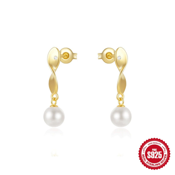 Wholesale Women's S925 Silver Long Tassel Earrings With Pearl And Zircon Geometric Pattern Simple And Fashionable