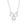 Wholesale Women's S925 Silver Lucky Clover Hollow Heartshaped Diamond Microinlaid Pendant Necklace With Cross Chain