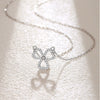 Wholesale Women's S925 Silver Lucky Clover Hollow Heartshaped Diamond Microinlaid Pendant Necklace With Cross Chain