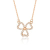Wholesale Women's S925 Silver Lucky Clover Hollow Heartshaped Diamond Microinlaid Pendant Necklace With Cross Chain