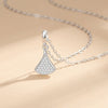 Wholesale Women's S925 Silver Microinlaid Diamond Fanshaped Necklace With Geometric Style